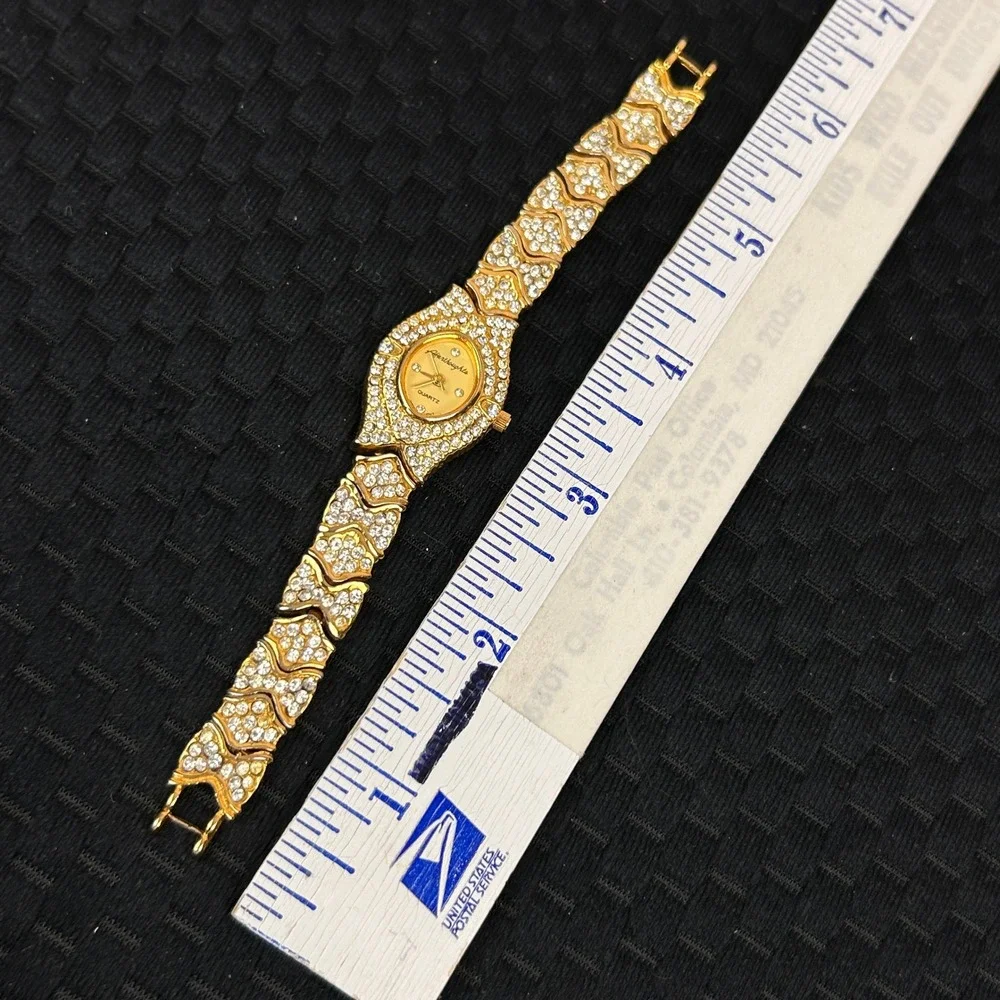 Afterthoughts Vintage Womens Rhinestone Gold Tone Quartz Watch SN 12 Needs Clasp